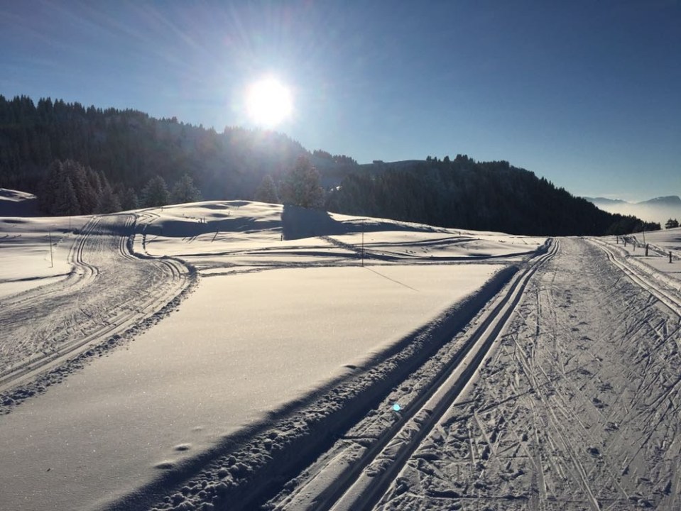 couche de soleil sur le domaine de ski de fond de Beauregard