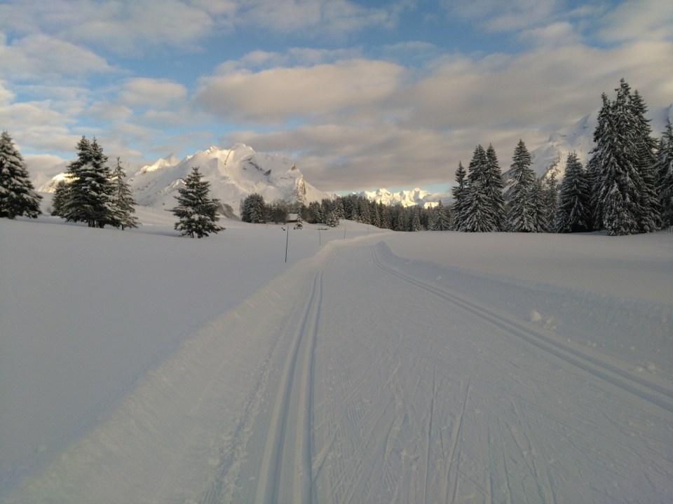 Massif de L'Etale et Merdassier vue de la piste bleue du Nant. Ski de fond Beauregard.