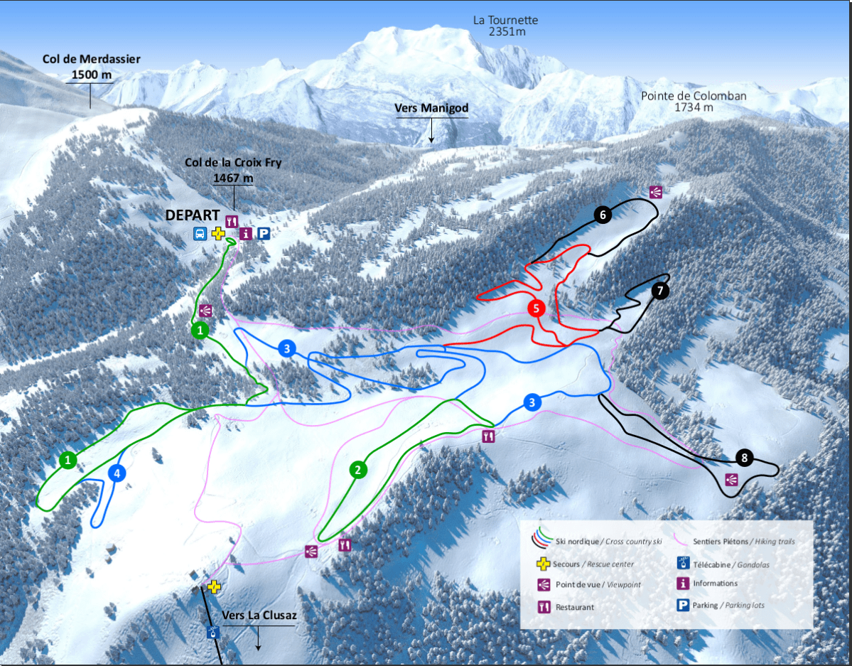 Plans du domaine de ski de fond. | Domaine nordique du plateau de